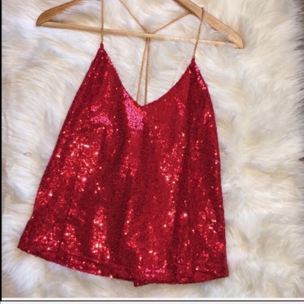New Red Sequined “Celebrate in Style” Top - Picture 2 of 3